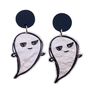Spooky Halloween ghost acrylic earrings with marble texture for holiday party accessories
