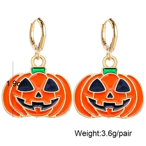 Pendientes de calabaza naranja y dorada para Halloween con medidas y peso