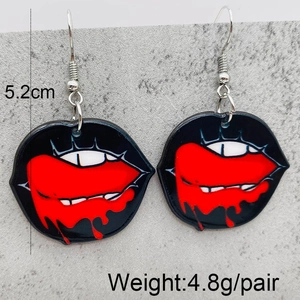 Gothic punk red tongue acrylic earrings for Halloween with 5.2cm length and 4.8g weight