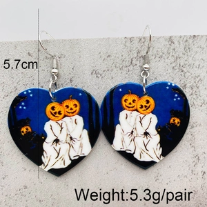 Details von Halloween Kürbis-Geist-Acryl-Ohrringen mit Größen- und Gewichtsangaben