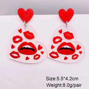 Rote Herzohrringe mit Leopardenlippen-Acryl-Anhängern als Valentinstag-Schmuckgeschenk