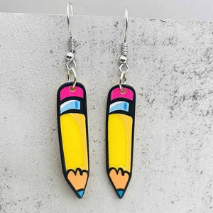 Kreative bunte Bleistift-Ohrhänger aus Acryl für Lehrer und Schüler im Cartoon-Stil