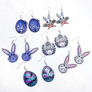 Gothic Easter Acrylic Bunny Drop Earrings For Women Horror Creepy Skeleton Rabbit Carrot Design Holiday Party Jewelry Accessory