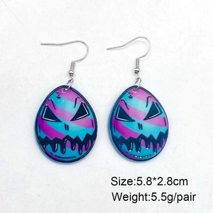 Creepy bunny rabbit drop earrings with gradient stripes for Easter and Halloween fashion
