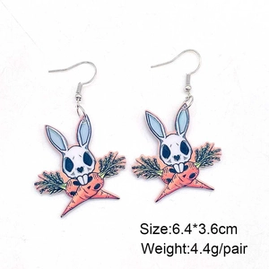 Creepy Easter bunny earrings with carrots in gothic style made of printed acrylic material