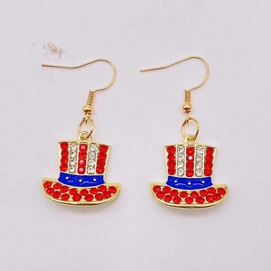 Orecchini patriottici del 4 luglio con cappelli USA in strass scintillanti