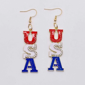 Orecchini USA con strass e smalto rosso bianco blu per il Giorno dell'Indipendenza