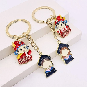 Graduation Season Alloy Keychain Doctor Hat Pendant Cartoon Zhuangyuan Memorial Gift Success Exam Keyring For Students Friends