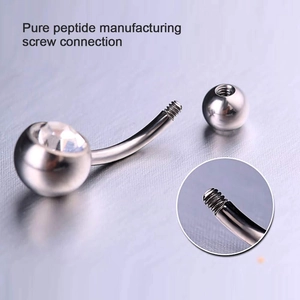 Surgical steel belly ring with double clear zircon stones and external thread design