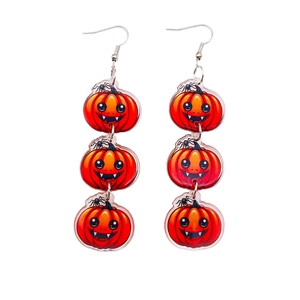Fall Thanksgiving pumpkin earrings with acrylic charms and black spider details