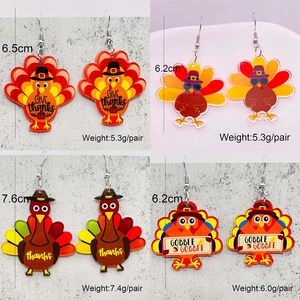 Pendientes de Gota de Acrílico de Pavo de Dibujos Animados para Acción de Gracias para Mujer Moda Joyería de Fiesta