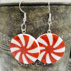 Orecchini Pendenti alla Menta di Natale in Resina Acrilica a Spirale Girevole per Donna Regalo per Festa di Natale Gioielli