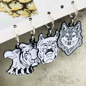 Vintage Alloy Drip Oil Animal Head Drop Earrings Retro Punk Tiger Wolf Eagle Lion Earrings For Men Women Street Jewelry Gift