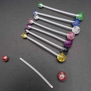 Set of 8 colorful acrylic glitter belly rings and body piercing jewelry accessories