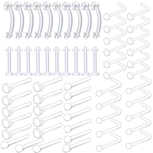 Transparent Acrylic Nose Ring Ear Stud Lip Piercing Retainer 18G Hypoallergenic Bioflex Clear Body Jewelry Set For Women Men