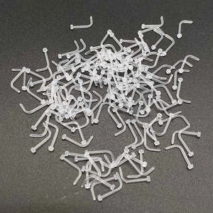 Bulk pack of clear acrylic L-shaped nose studs for piercing retention and invisible wear