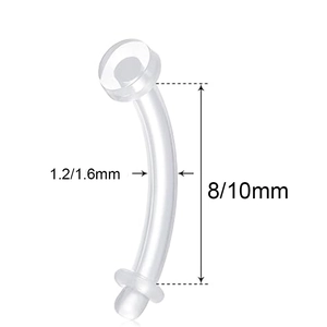 Invisible acrylic curved barbell retainer piercing 1.2/1.6mm for nose lip and eyebrow