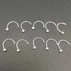 Set of 10 clear acrylic U-shaped septum retainers for invisible nose piercing wear