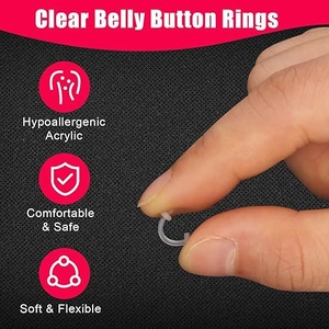 Flexible hypoallergenic acrylic transparent piercing stud showing soft texture and clear material