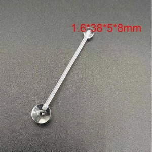 Detailed view of clear acrylic industrial barbell body piercing jewelry 1.6x38x5x8mm