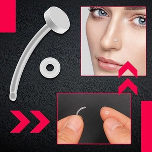 Clear acrylic invisible curved nose stud retainer with silicone ring for piercing