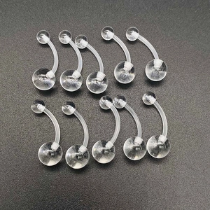 Set of 10 clear acrylic curved barbell piercings for belly button or body jewelry