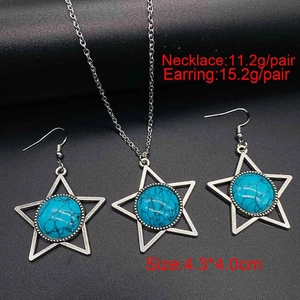 Details des Western-Schmucksets mit Stern-Türkis-Anhänger und Haken-Ohrringen