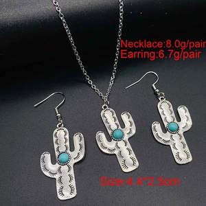 Western-Schmuckset aus Silber mit Kaktus und Türkis inklusive Größen- und Gewichtsangabe