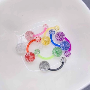 Colorful glitter acrylic belly button rings set with curved barbells for body piercing