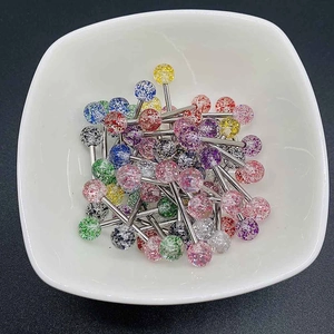 Set de piercings de nombril colorés en acrylique pailleté et acier inoxydable