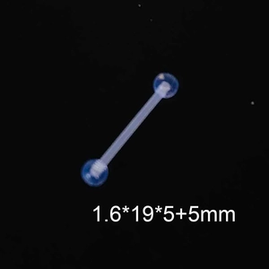 Piercing de langue bleu en acrylique 1.6x19x5mm avec design barbell et billes