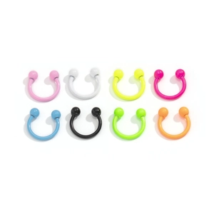 Set di 8 piercing al naso a ferro di cavallo in acciaio inossidabile verniciato a colori
