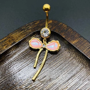 Stainless Steel Belly Ring For Women Zirconia Heart Butterfly Moon Navel Piercing Jewelry Vintage Body Jewelry Gift