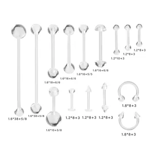 Guida alle taglie per set di piercing in acrilico trasparente per sopracciglia e naso