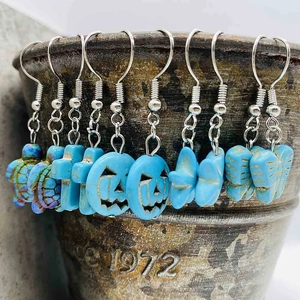 Boucles d'Oreilles Bohème Style Turquoise Citrouille d'Halloween Tortue Papillon Croix Étoile de Mer Bijoux de Mode Femme