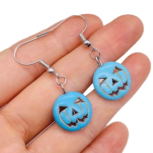 Boucles d'oreilles bohèmes citrouille bleue en forme de cœur pour bijoux de fête d'Halloween