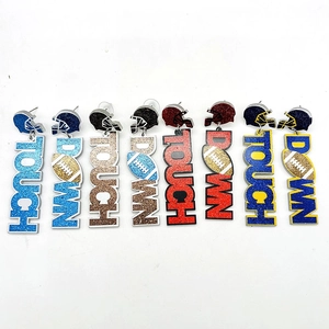 Lot de boucles d'oreilles football américain en acrylique à paillettes pour fans