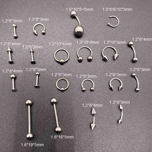 Σετ κοσμημάτων piercing από ανοξείδωτο ατσάλι με κρίκους ομφαλού και μπάρες