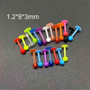 Détails de piercings labret en acrylique UV colorés de 1,2 mm en plusieurs teintes
