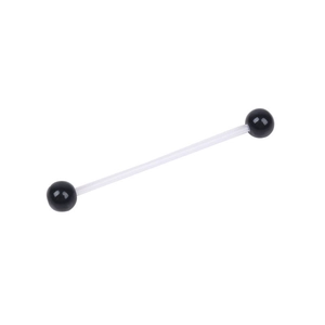 Μινιμαλιστικό μακρύ βιομηχανικό piercing με εύκαμπτη ράβδο και μαύρες ακρυλικές μπάλες