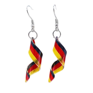 Pendientes en espiral con colores de la bandera alemana negro rojo oro y ganchos plata