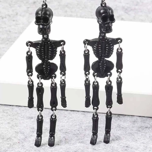 Gothic black jointed skeleton dangle earrings for women for Halloween jewelry decor