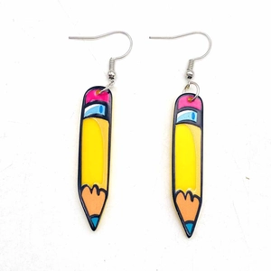 Boucles d'oreilles créatives en acrylique en forme de crayon pour la fête des enseignants