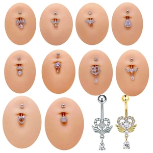 Piercing de Nombril en Acier Inoxydable avec Pendentif Cœur Papillon Nœud Zirconia Bijoux de Corps pour Femmes Mariage