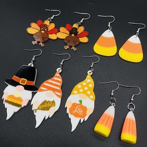 Erntedankfest Halloween Acryl Ohrringe Festliche Zuckermais Gnom Truthahn Ohrhänger Für Damen Feiertags Party Schmuck
