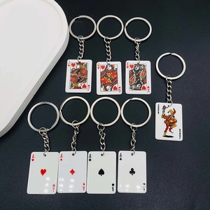 Acrylic Playing Cards Keychain Simulation Joker Ace Heart King Pendant Bag Ornament Creative Keychain For Men Women Gift