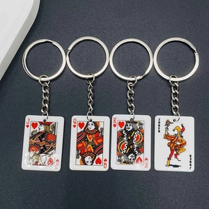 Acrylic playing card keychain set featuring Hearts J Q K and Joker for bag decoration