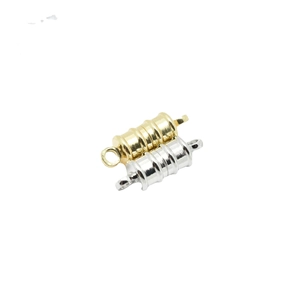 Bamboo shaped cylindrical magnetic necklace clasps in 18k gold and silver plating