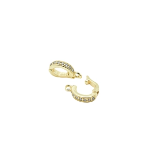 18k gold plated teardrop bail with micro-paved cubic zirconia for jewelry making