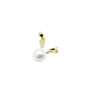 Starfish pearl pendant in gold finish with micro-inlaid stones and rabbit ear design